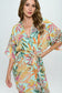 TROPICAL PRINT KIMONO STYLE DRESS WITH TIE